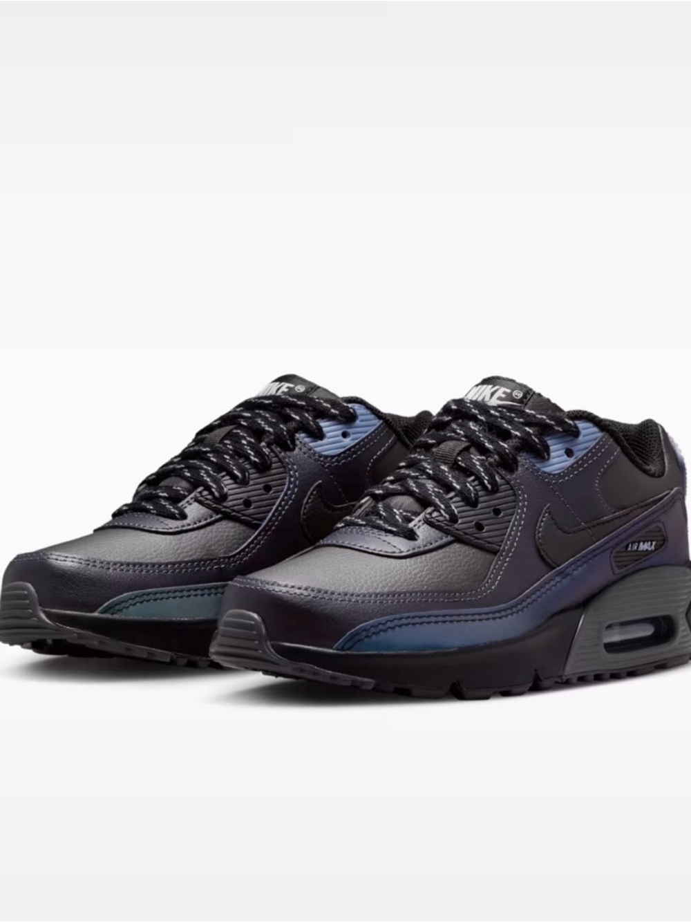 Nike Air Max 90 Sneakers in Black with Iridescent Blue Accents